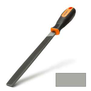 Handy flat metal file, 8 inch, medium cut, double cut, for metal, wood, with rubber handle - Hand tool