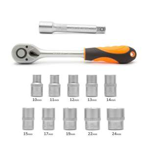 12 piece 1/2 inch socket wrench set with sizes from 10mm to 24mm - Socket Wrench