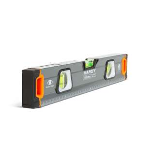 Handy 400mm aluminum level with 3 vials, ruler, and magnetic base - Spirit Level