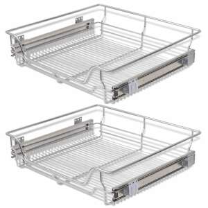 2 pack silver pull-out wire basket 600 mm - VidaXL Kitchen storage rack