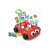 Carotina Baby Wagon developmental toy for babies with puzzle, memory and logic cards, shapes and stickers, red wagon with green handle and colorful cards
