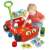 Carotina Baby Wagon developmental toy for babies, red wagon with farm animal puzzles, memory cards, and logic cards