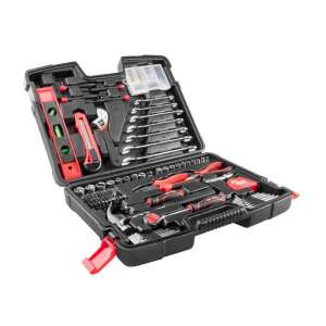 Top Tools 194 piece 1/4" and 3/8" tool kit in a black and red carrying case - Top Tools