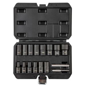 NEO Tools 16 darabos sérült anya és csavar eltávolító készlet, nyitott tok nézet - Fúrók és csavarozó kiegészítő