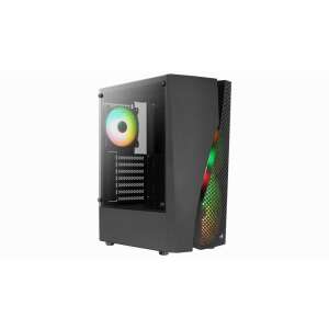 Aerocool Wave-G-BK-v3 black mid tower computer case with tempered glass side panel and RGB fans - Aerocool