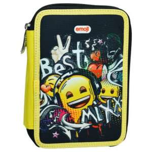 Emoji Mix pencil case with a black and yellow design featuring emojis and the words 'Best Mix' - Pencil Case