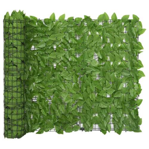 vidaXL Zöld Leveles Erkélyparaván - 400x100 cm