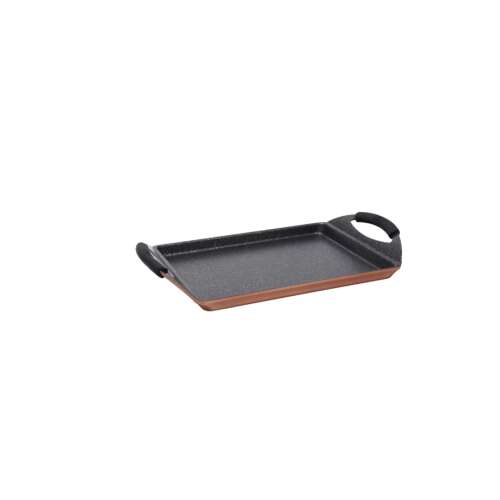 Bergner BGIC-1006 Grill Lap 30x23cm, tapadásmentes grill serpenyő réz szegéllyel és fekete fogantyúkkal - Tepsi