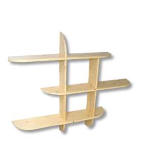 Zsolt 1/2 pine wall shelf, natural lacquered finish, 3 shelves - Shelve