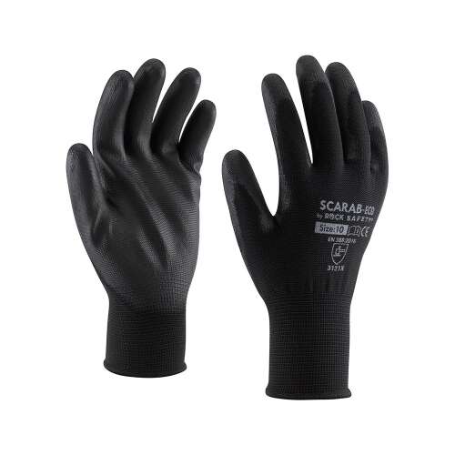Passende Handschuhe Polyester PU mit Handflächengriff Größe 10 eco black_scarab-eco/10