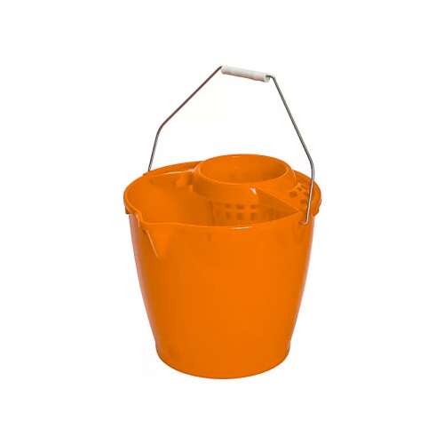 Mop-Eimer 12 Liter mit rundem orangefarbenem Korb
