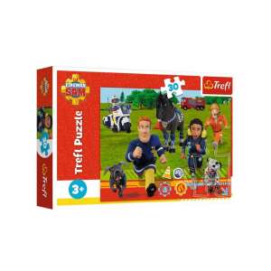 Puzzle Fireman Sam cu 30 de piese de la Trefl, cu Sam și prietenii săi alergând - Puzzle 3D & Puzzle cu burete