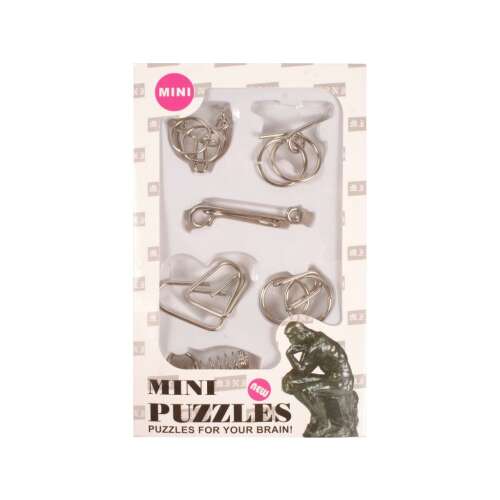 Set of 6 mini metal puzzles, brain teaser, logic game