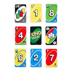 Close up of Mattel UNO Flex cards - Mattel