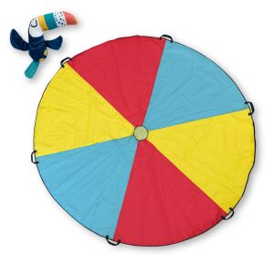 Zestaw do zabawy SES Latający Tukan ze spadochronem, kolorowy spadochron i pluszowa zabawka tukan - Gra na świeżym powietrzu