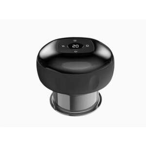 Black electric cupping massage device with digital display and suction cups - Facial care device