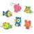 Galt Beady Keyrings craft kit, finished keychains: fish, frog, pig, owl, mouse