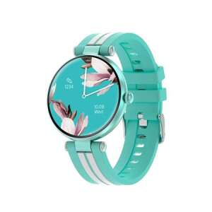 Canyon SW-61 okosóra zöld szilikon szíjjal és fehér csíkokkal, virágos óralappal - Canyon