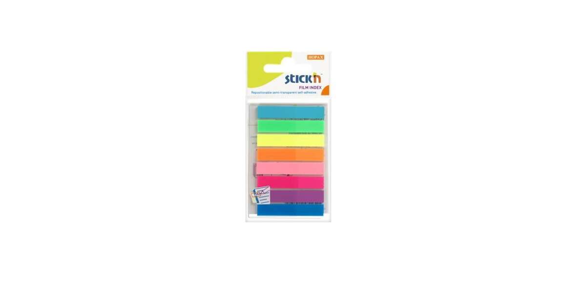 STICK N Marker Label, plastic, 8x20 sheets, 45x8mm, STICK N, neon colors 90636180