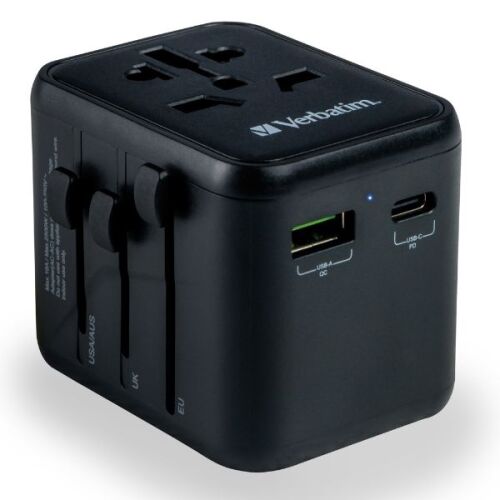 Verbatim UTA-02 Universal Travel Adapter with USB-A and USB-C ports