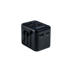 VERBATIM Adaptor de călătorie, universal, USB-A(QC 3.0)/USB-C(PD20W)2xUSB, VERBATIM "UTA-02" 64656760 Adaptoare de rețea