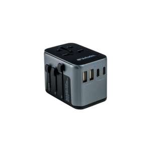 Verbatim Universal Travel Adapter, grey, with USB-A and USB-C ports - Network Adapter