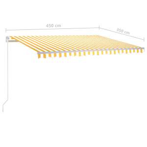 vidaXL sárga-fehér szélérzékelős és LED-es napellenző 4,5 x 3,5 m 64660264 
