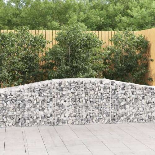 vidaXL 25 db ívelt horganyzott acél gabion kosár, kövekkel töltve, kerti dekoráció - Kerítéselem