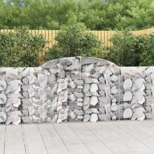 vidaXL galvanized steel gabion basket, 8 pieces, 300 x 30 x 100/120 cm, garden wall, decorative, soundproof - Raised Garden Bed