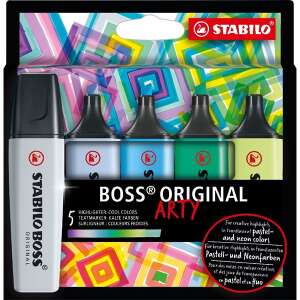 Stabilo Boss Original Arty Szövegkiemelő készlet, 5 hideg szín, pasztell és neon, 2-5 mm vonalvastagság - Írószer