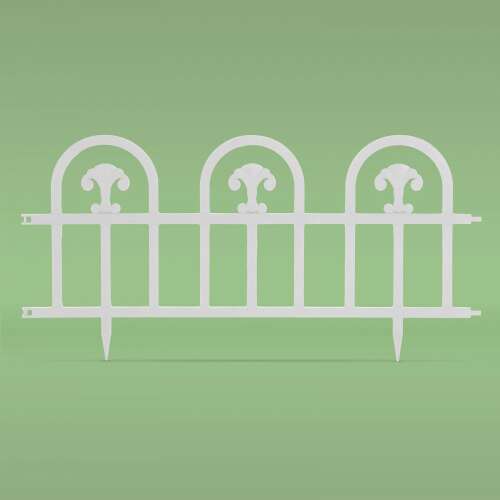 White plastic garden edging, flower bed border, decorative fence, 60cm long, 30cm high