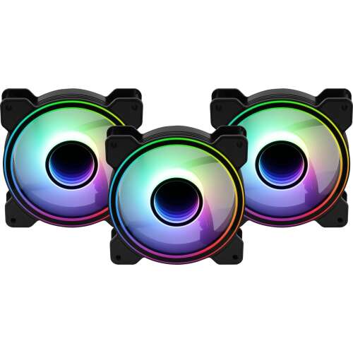 Ventilátory Aerocool Mirage 12 ARGB Pro RGB LED, balenie po troch