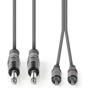 Nedis 6,35 mm-es RCA audiokábel, 3m, szürke - RCA kábel