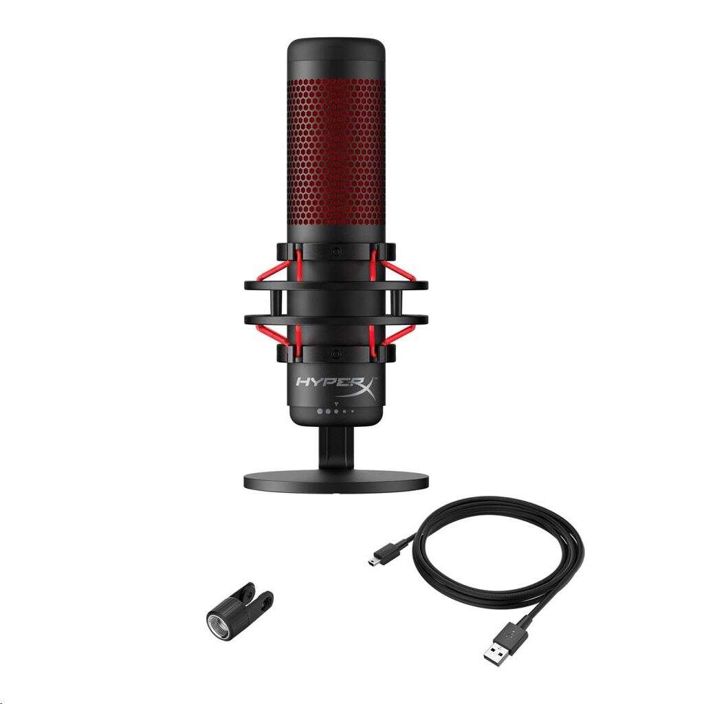 Hyperx quadcast asztali mikrofon fekete-piros (hx-micqc-bk / 4p5p...