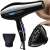 Black hair dryer with diffuser and concentrator attachments
