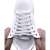 White elastic shoelaces with magnetic buckles, installed on a white sneaker