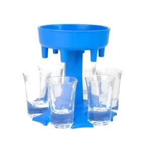 Dispensator de băuturi albastru cu 6 pahare de shot, perfect pentru petreceri - Bucătărie & Servirea mesei