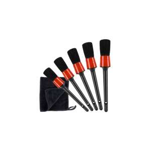 Xtrobb detailing brush set for car cleaning, black and red, with microfiber cloth - Car Care Tool