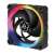 ARCTIC BioniX P120 A-RGB 120mm PC fan, angled view, black with rainbow ring
