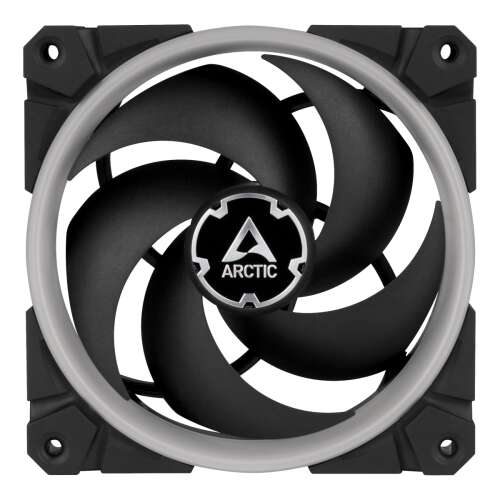 ARCTIC BioniX P120 A-RGB 120mm PC fan, front view, black with white ring