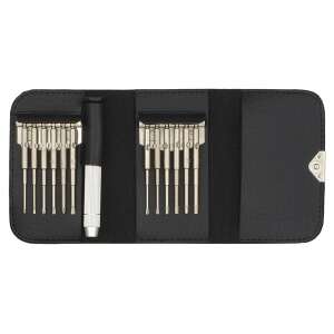Set de 12 șurubelnițe Sprotek cu diferite dimensiuni și tipuri de capete, inclusiv cu fante, Phillips și Torx, într-o husă din piele neagră - Șurubelnițe