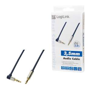 LogiLink 3,5 mm stereo audio kábel s pravouhlým konektorom, 3 m dlhý, modrý - Káble a príslušenstvo