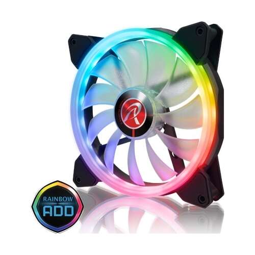 Raijintek IRIS 14 Rainbow RGB PWM 14cm PC ventilátor, szivárvány LED világítás - Számítógép