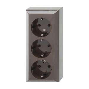 GAO Business Line 3-gang grounded outlet, brown, IP20, indoor - Socket & Outlet