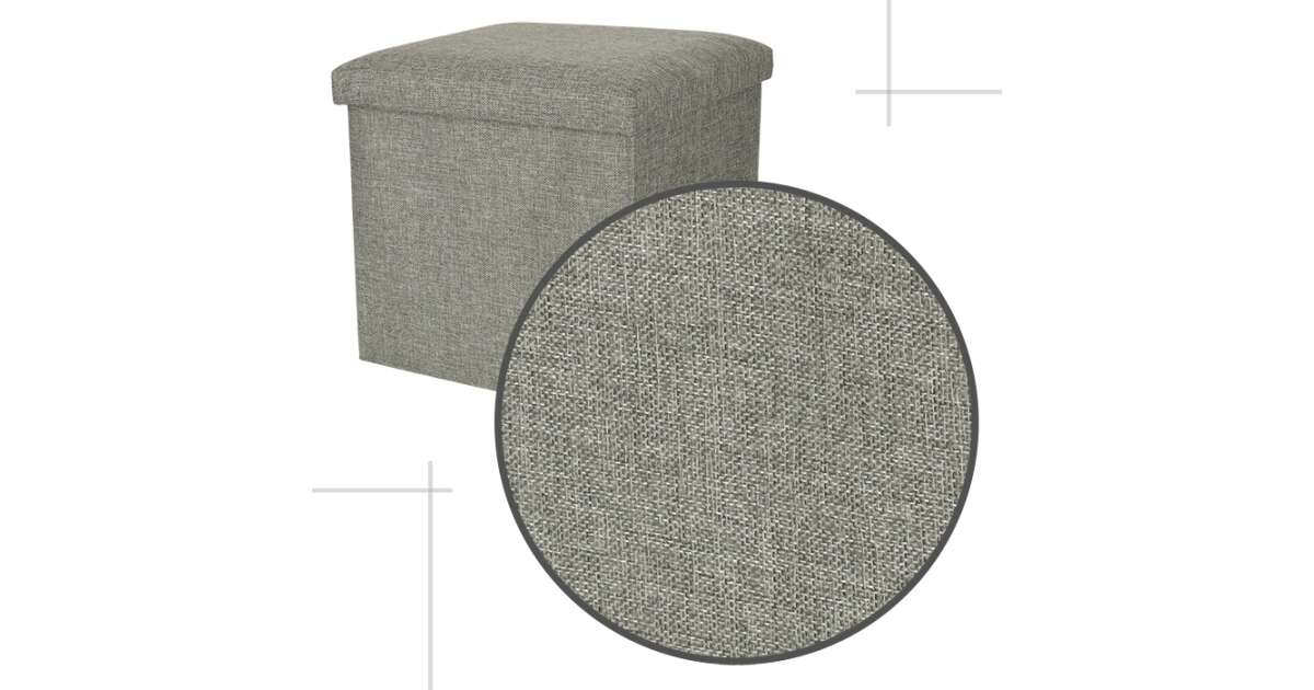 Foldable pouf with storage compartment grey 38x38x38cm