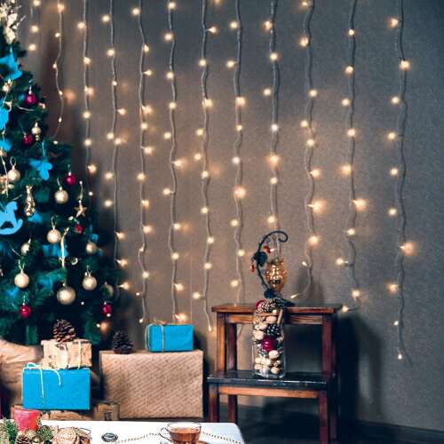 LED curtain lights, white, 168 lights, indoor, Christmas decoration