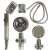 Zuhanyrózsa Turbine shower head set with multiple views, silver