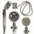 Shower head with hose and holder, silver, with turbine and filter