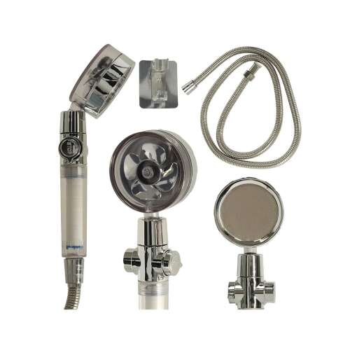 Zuhanyrózsa Turbine shower head set with multiple views, silver