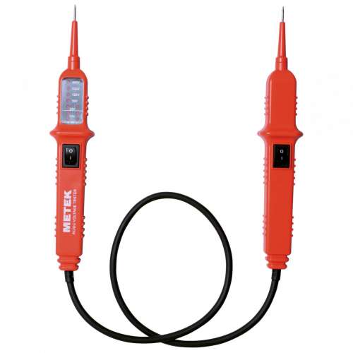 Metek AC/DC voltage tester with switch, red, 6-400V